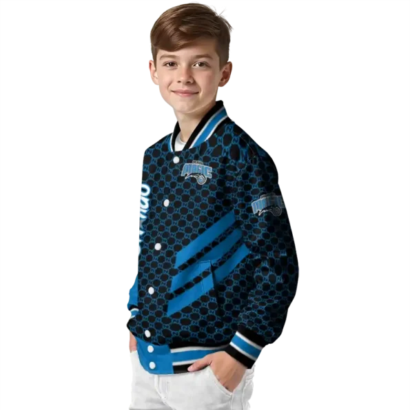 orlando magic triple side stripes blue black varsity jacket trendy.webp
