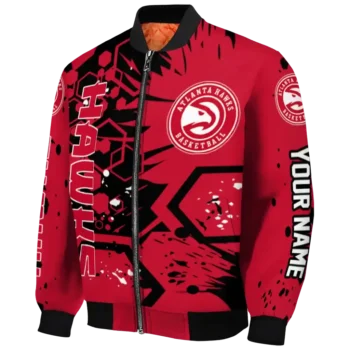 personalized atlanta hawks hexagon cluster red black bomber jacket best selling