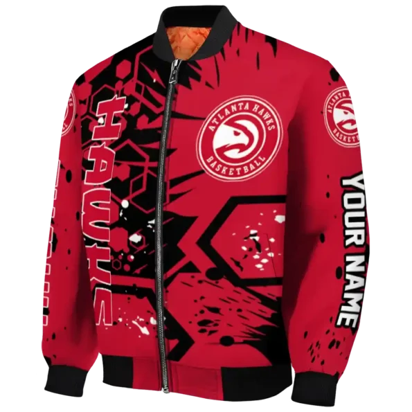 personalized atlanta hawks hexagon cluster red black bomber jacket best selling