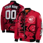 personalized atlanta hawks hexagon cluster red black bomber jacket best selling