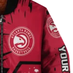 personalized atlanta hawks hexagon cluster red black bomber jacket best selling