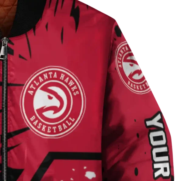 personalized atlanta hawks hexagon cluster red black bomber jacket premium grade
