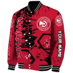 personalized atlanta hawks hexagon cluster red black varsity jacket best selling.webp