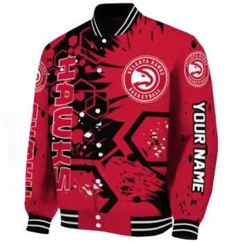 personalized atlanta hawks hexagon cluster red black varsity jacket best selling.webp