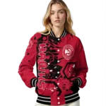 personalized atlanta hawks hexagon cluster red black varsity jacket best selling.webp