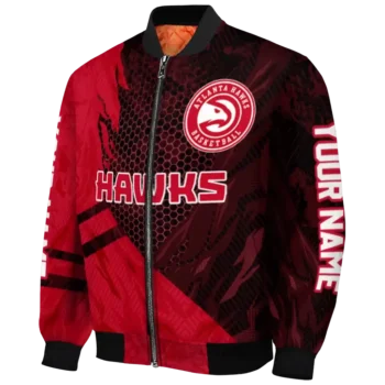 personalized atlanta hawks hexagon mesh red black bomber jacket best selling