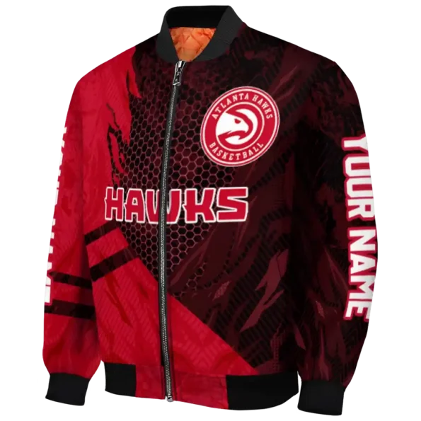 personalized atlanta hawks hexagon mesh red black bomber jacket best selling