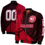 personalized atlanta hawks hexagon mesh red black bomber jacket best selling