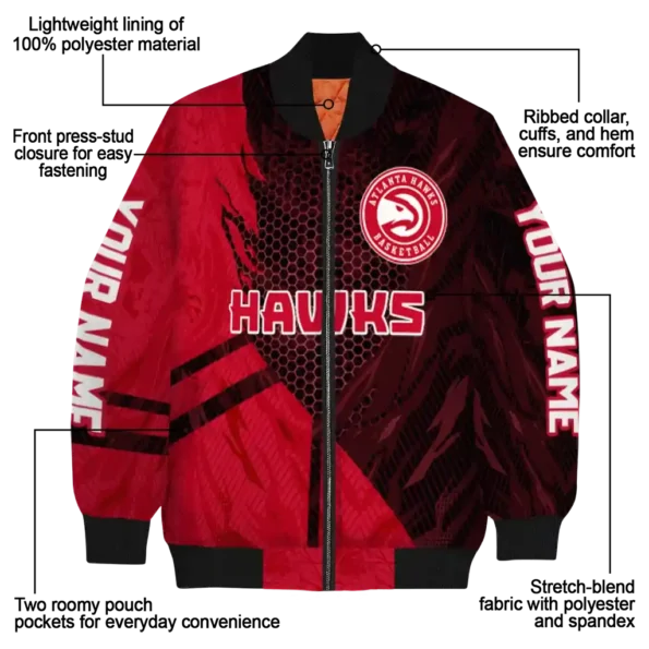 personalized atlanta hawks hexagon mesh red black bomber jacket new arrival
