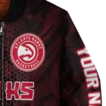 personalized atlanta hawks hexagon mesh red black bomber jacket best selling