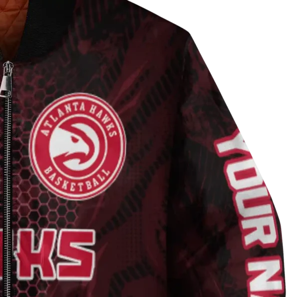 personalized atlanta hawks hexagon mesh red black bomber jacket premium grade