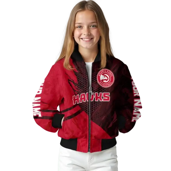personalized atlanta hawks hexagon mesh red black bomber jacket top rated