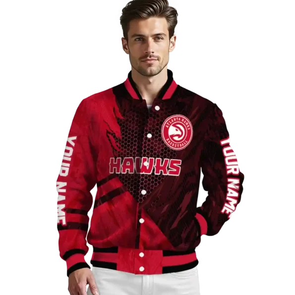personalized atlanta hawks hexagon mesh red black varsity jacket high quality.webp