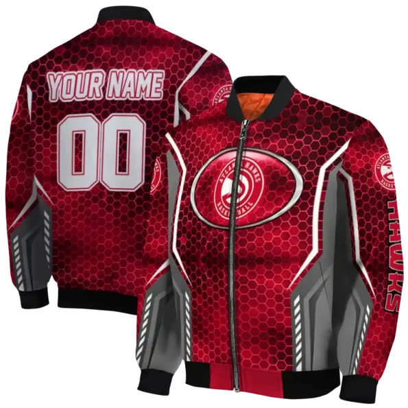 personalized atlanta hawks power plate red bomber jacket fashion forward