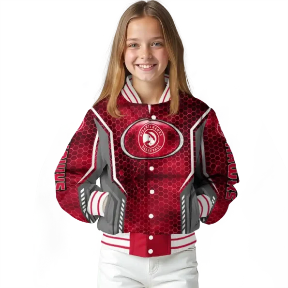 personalized atlanta hawks power plate red varsity jacket top rated.webp