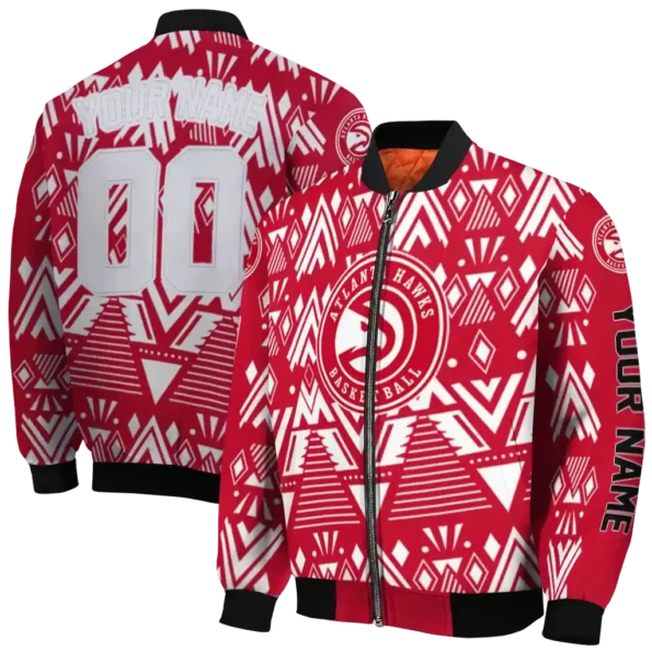 personalized atlanta hawks pyramid shapes red bomber jacket fashion forward