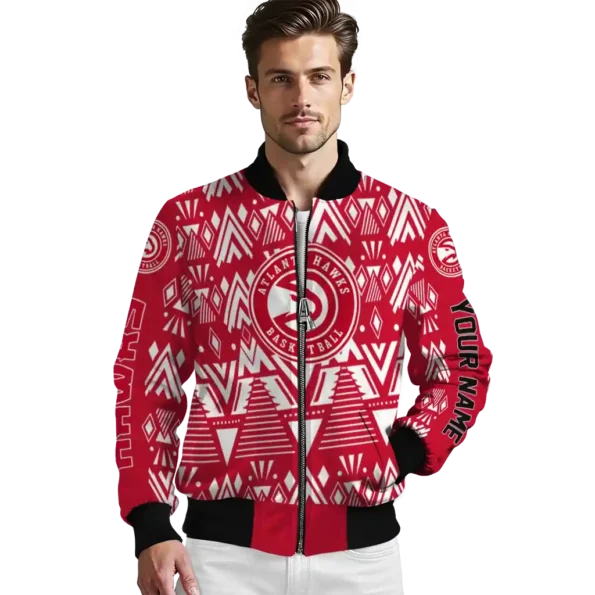 personalized atlanta hawks pyramid shapes red bomber jacket high quality