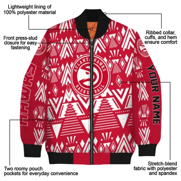 personalized atlanta hawks pyramid shapes red bomber jacket new arrival