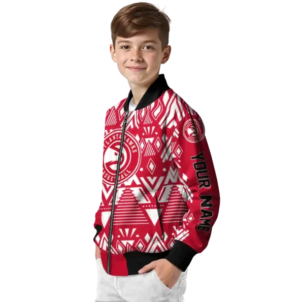 personalized atlanta hawks pyramid shapes red bomber jacket trendy