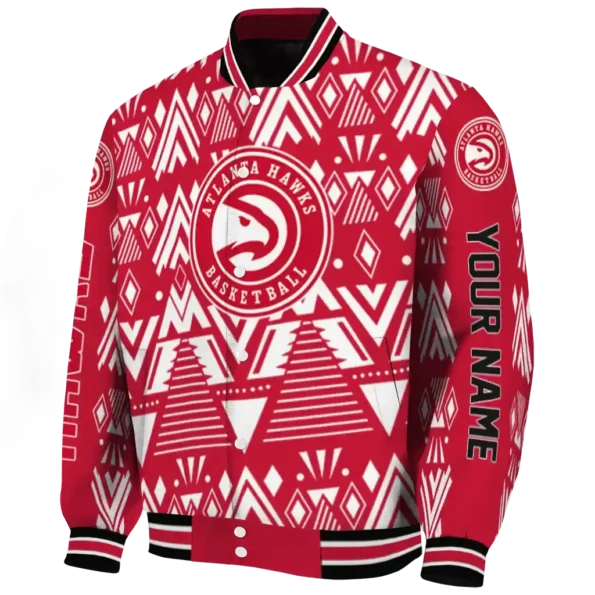 personalized atlanta hawks pyramid shapes red varsity jacket best selling.webp