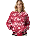personalized atlanta hawks pyramid shapes red varsity jacket best selling.webp