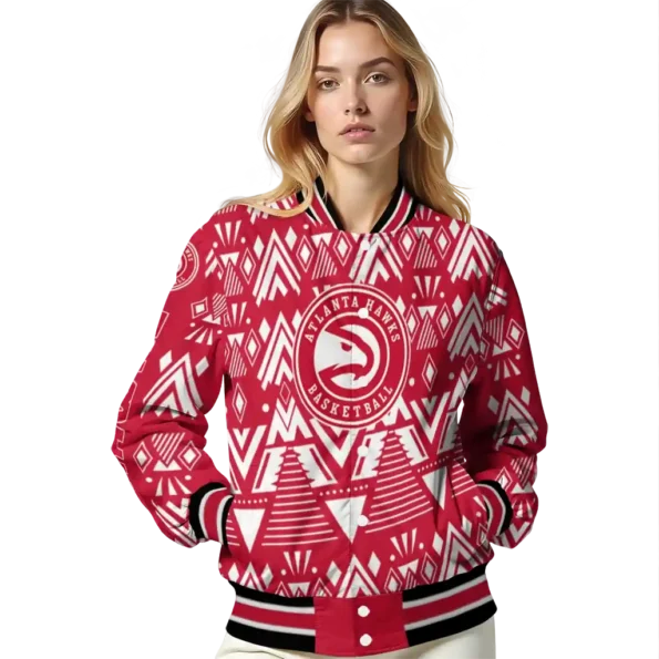 personalized atlanta hawks pyramid shapes red varsity jacket latest model.webp