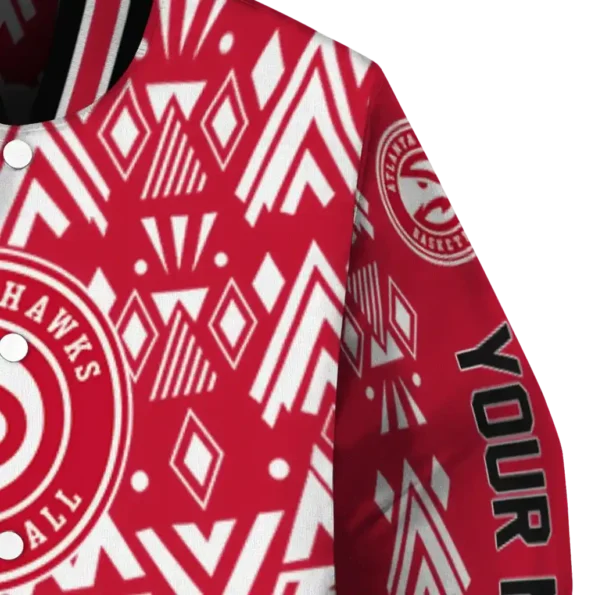 personalized atlanta hawks pyramid shapes red varsity jacket premium grade.webp