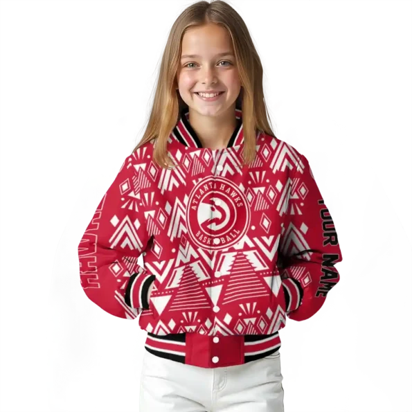 personalized atlanta hawks pyramid shapes red varsity jacket top rated.webp