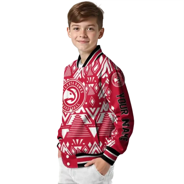 personalized atlanta hawks pyramid shapes red varsity jacket trendy.webp