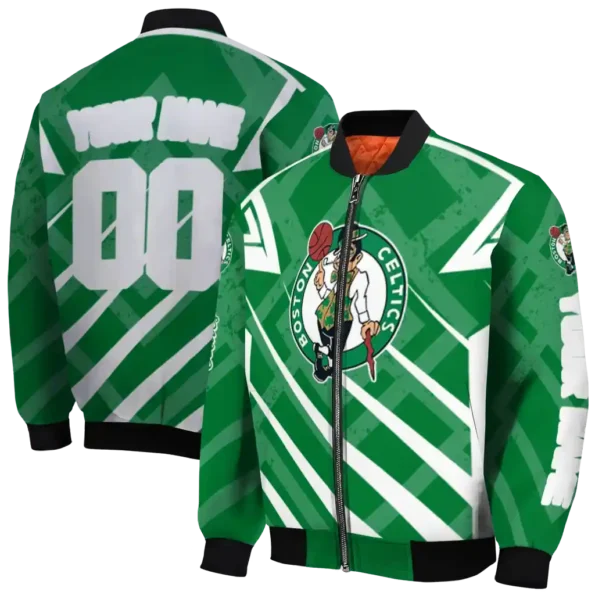 personalized boston celtics chevron angles green bomber jacket fashion forward