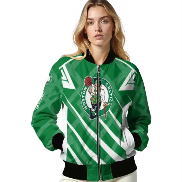 personalized boston celtics chevron angles green bomber jacket latest model