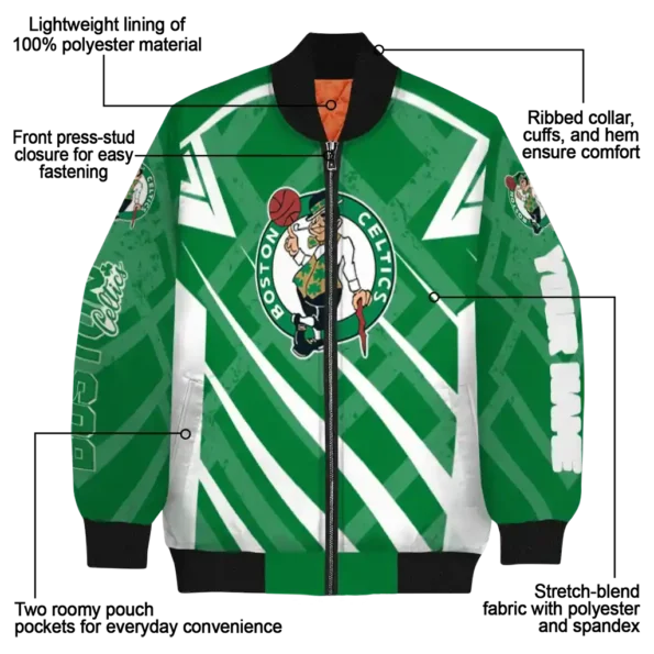 personalized boston celtics chevron angles green bomber jacket new arrival