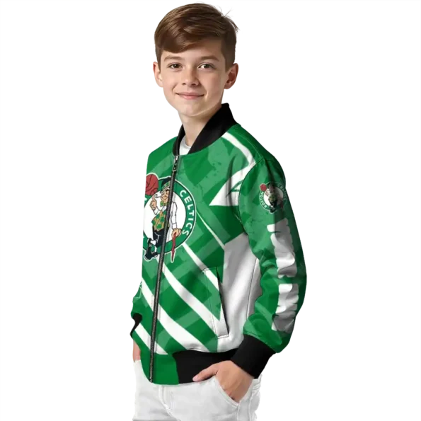 personalized boston celtics chevron angles green bomber jacket trendy