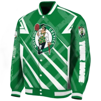 personalized boston celtics chevron angles green varsity jacket best selling.webp