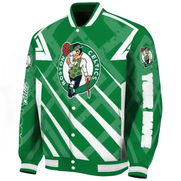 personalized boston celtics chevron angles green varsity jacket best selling.webp