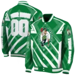 personalized boston celtics chevron angles green varsity jacket best selling.webp