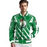 personalized boston celtics chevron angles green varsity jacket best selling.webp