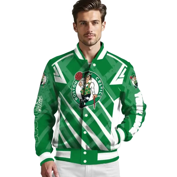 personalized boston celtics chevron angles green varsity jacket high quality.webp
