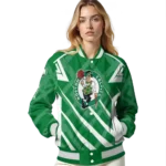 personalized boston celtics chevron angles green varsity jacket best selling.webp