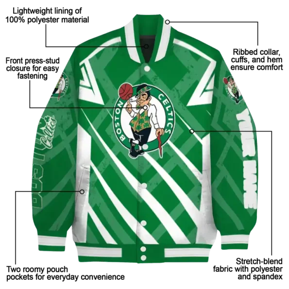 personalized boston celtics chevron angles green varsity jacket new arrival.webp