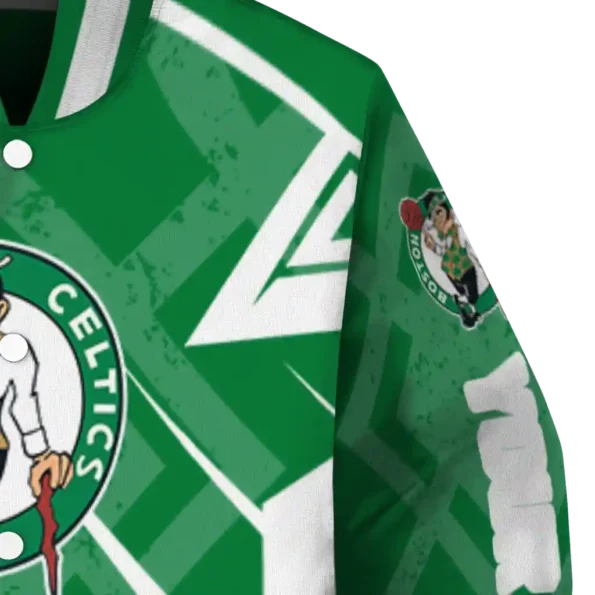 personalized boston celtics chevron angles green varsity jacket premium grade.webp