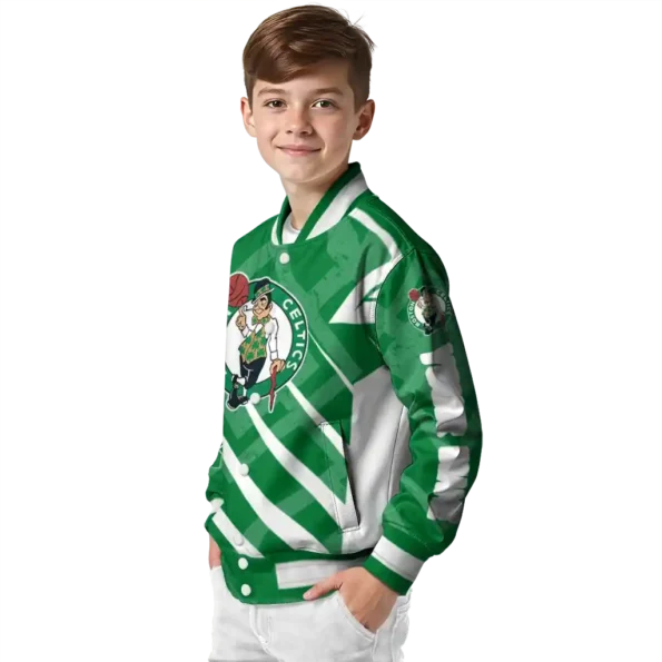 personalized boston celtics chevron angles green varsity jacket trendy.webp
