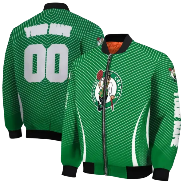 personalized boston celtics chevron arrow green bomber jacket fashion forward