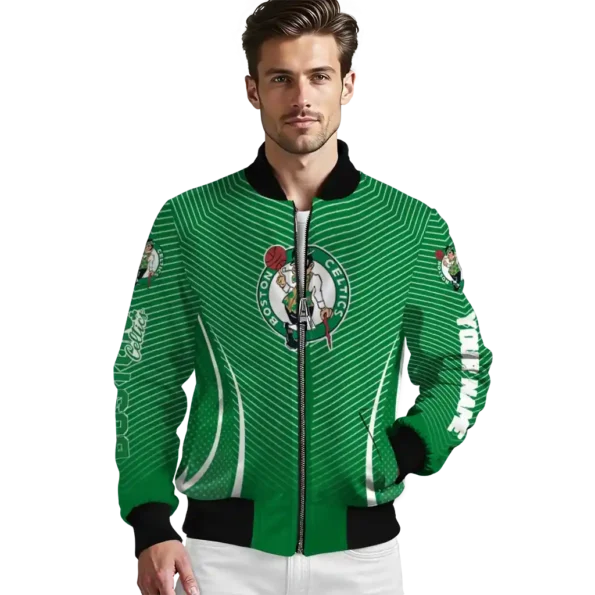 personalized boston celtics chevron arrow green bomber jacket high quality