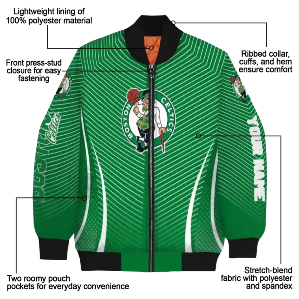 personalized boston celtics chevron arrow green bomber jacket new arrival