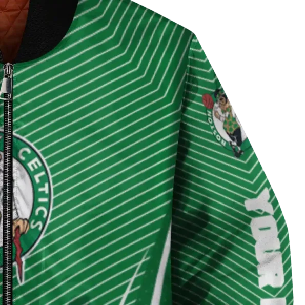 personalized boston celtics chevron arrow green bomber jacket premium grade