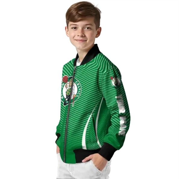 personalized boston celtics chevron arrow green bomber jacket trendy