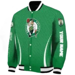 personalized boston celtics chevron arrow green varsity jacket best selling.webp