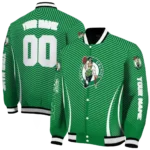 personalized boston celtics chevron arrow green varsity jacket best selling.webp