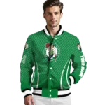 personalized boston celtics chevron arrow green varsity jacket best selling.webp